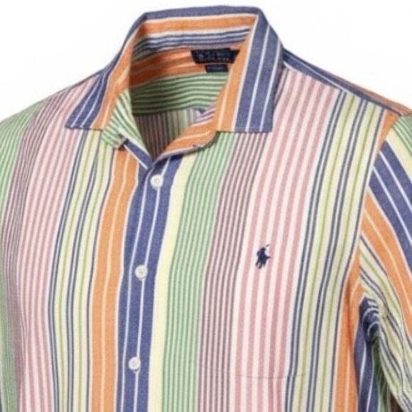 Polo Ralph Lauren Men’s XXL Classic Fit 100% Linen Candy Stripe Button Shirt - Picture 2 of 7
